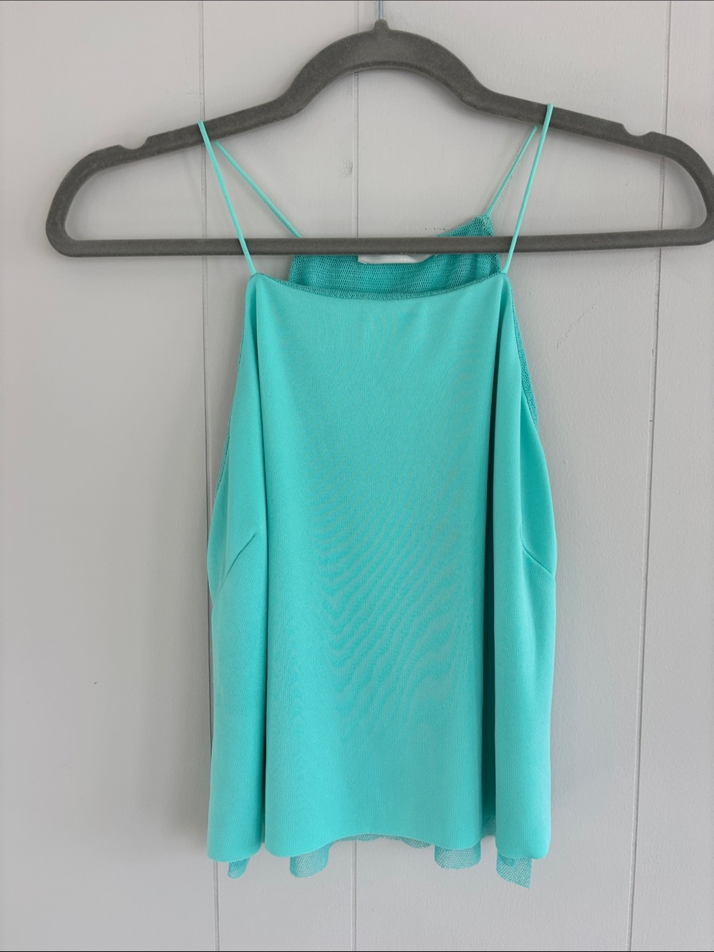 Zara Aqua Thin-Strap Crop Cami